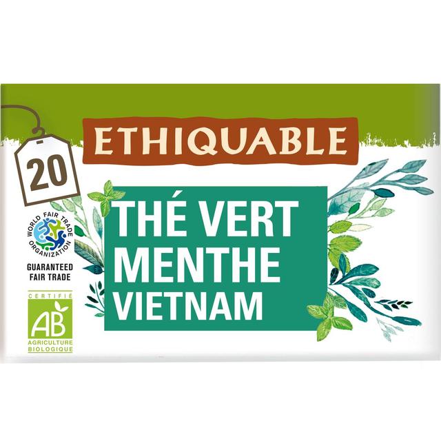 3760091722157 - Ethiquable - Commerce Equitable - Thé Vert Menthe Bio du Vietnam - 20 sachets