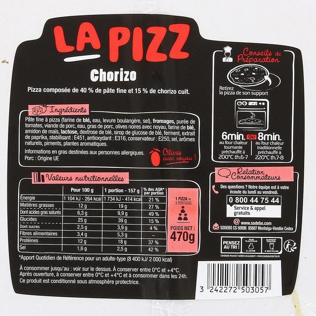 3242272503057 - Sodebo - Pizza Chorizo