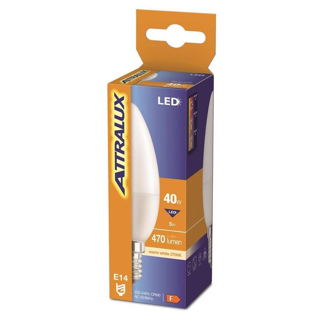 8718699533557 - Attralux - Ampoule E14-5W LED Flamme Dépolie Blanc Chaud