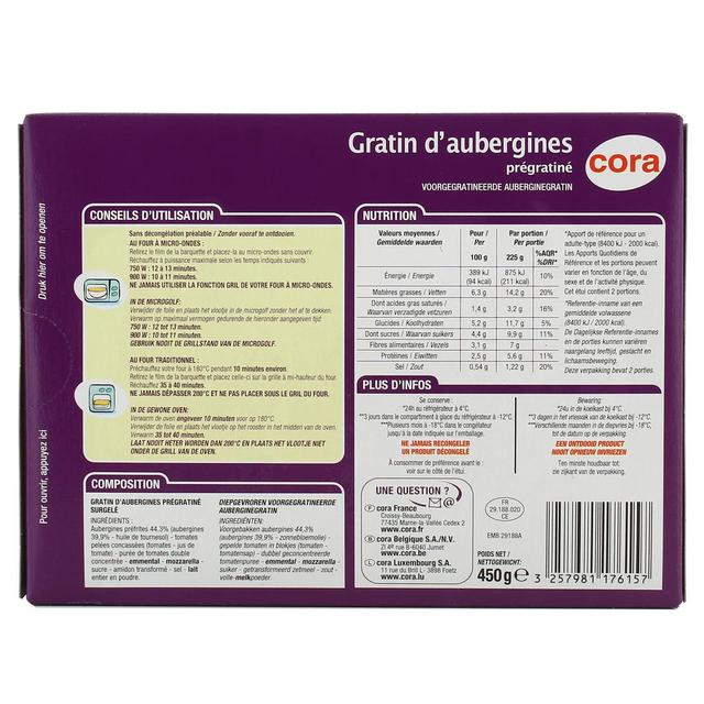 3257981176157 - Cora - Gratin d'aubergines prégratiné