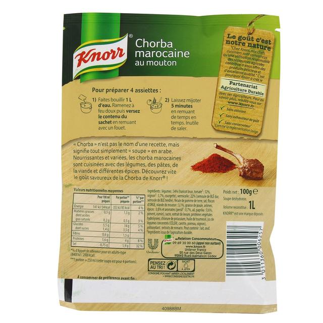 3011360006257 - Knorr - Soupe Chorba Marocaine au Mouton Halal déshydratée