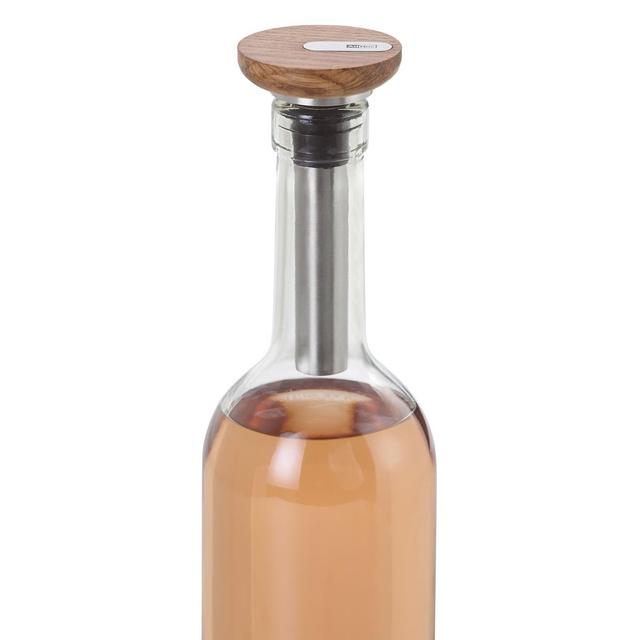 4037571396757 - Adhoc - Pompe de mise sous-vide en chêne et inox pour bouteille de vin