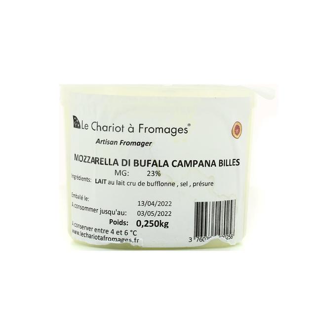3760364480258 - Le Chariot à fromages, Artisan Fromager - Mozzarella Di Bufala Campana Billes DOP - Lait de bufflonne cru