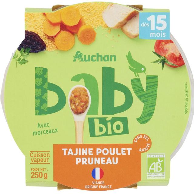 3596710515158 - Auchan Baby Bio - Tajine poulet et pruneau Bio Assiette Bébé dès 15 mois