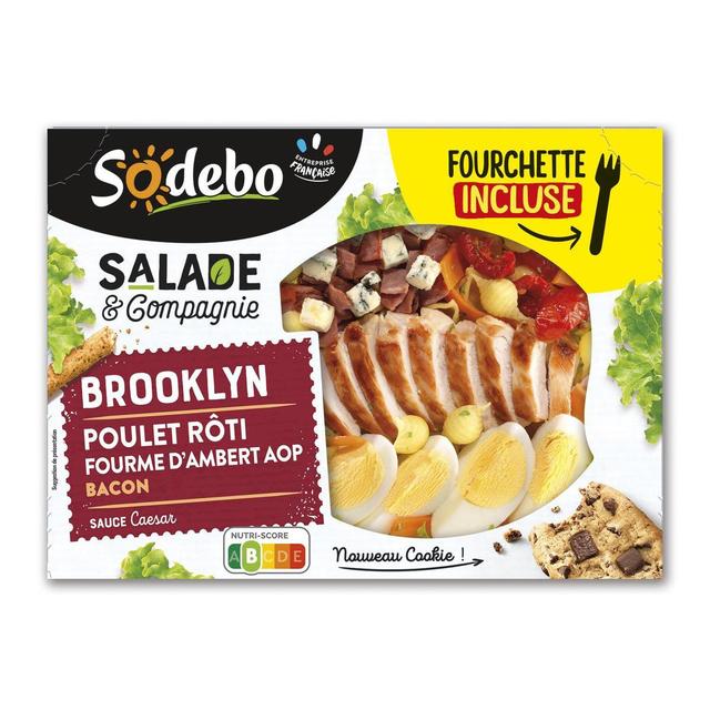 3242274005658 - Sodebo - Salade Repas Brooklyn, Pâtes - Poulet - Fourme d'Ambert - Bacon