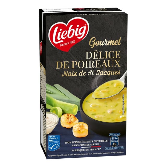 3036811368258 - Liebig - Délice de Poireaux et Noix de Saint Jacques MSC Soupe liquide en brique familiale
