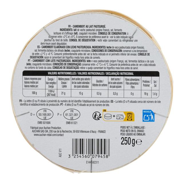 3254560079458 - Auchan - Camembert