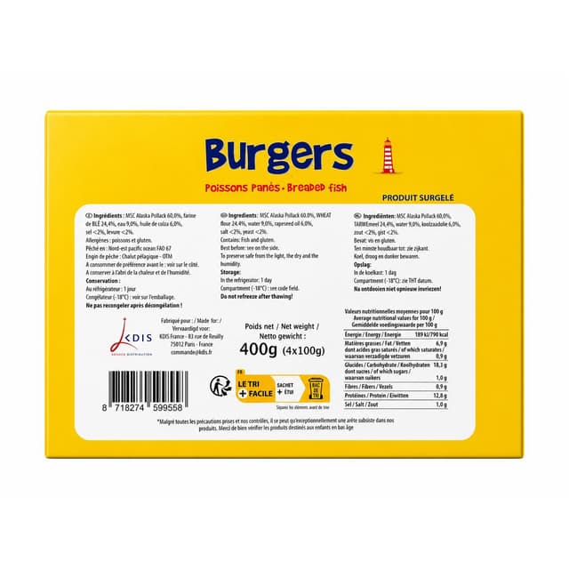 8718274599558 - Kash Food - Burgers de Poissons Panés