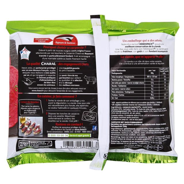 3181232180559 - Charal - Carpaccio de Boeuf Marinade au Basilic Finement Haché