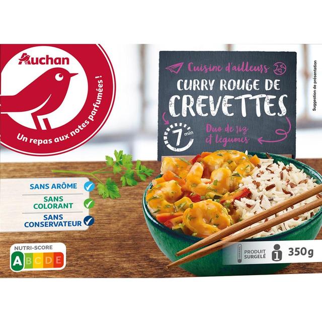 3596710493159 - Auchan - Curry rouge de crevettes, duo de riz et légumes