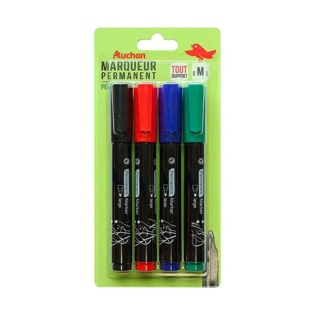 3245676795059 - Auchan - 4 marqueurs permanents assortis pointe ogive