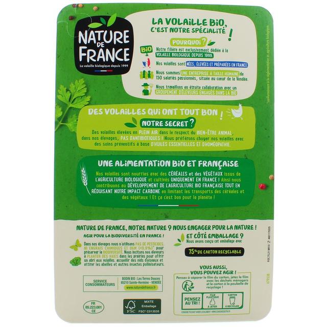 3422210435859 - Nature De France - 2 Escalopes fines de Poulet Fermier BIO 2x125g