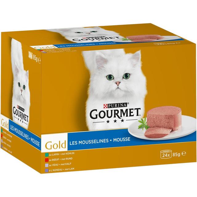 3222270889759 - Purina - Gourmet Gold - Boites Mousseline Lapin, Bœuf, Agneau, Veau pour chat adulte