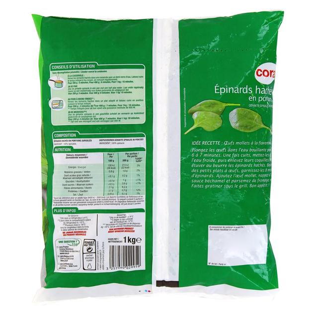 3257980029959 - Cora - Épinards hachés en portions