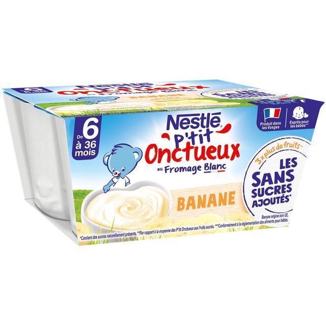 7613287930460 - Nestlé - P'tit Onctueux - Desserts Lactés Banane Fromage Blanc Sans Sucres Ajoutés Coupelle Bébé Dès 6 mois
