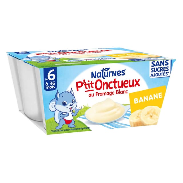 7613287930460 - Naturnes® - P'tit Onctueux - Dessert Lacté Banane Fromage Blanc Sans Sucres Ajoutés Coupelle Bébé Dès 6 mois