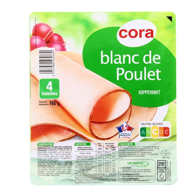 3257980460660 - Cora - Blanc de poulet, 160g