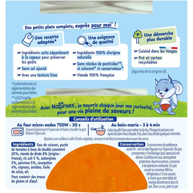 8445291590960 - Naturnes® - Légumes du soleil dinde et riz bol Bébé dès 6 mois