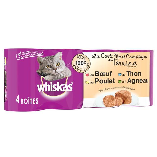3065890001060 - Whiskas - Boites en Terrine Carte Mer et Campagne 4 variétés pour chat