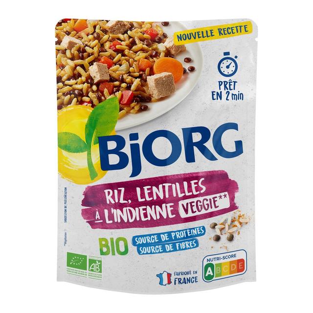 3229820791760 - Bjorg Veggie - Riz, Lentilles à l'Indienne Plat Cuisiné Bio