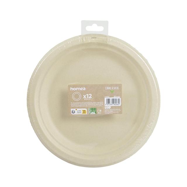 3574380062660 - Homea - Assiettes rondes canne sucre 22cm naturel