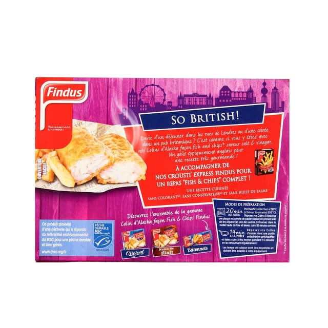 3599741004660 - Findus - 2 Panés de Colin MSC Façon Fish and Chips Salt and Vinegar qualité 100% filet