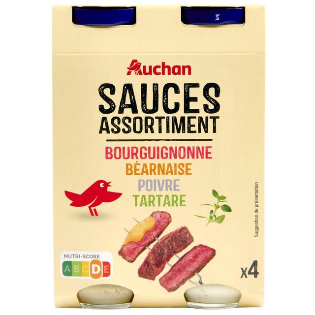 3254560044760 - Auchan - 4 Sauces assorties - Bourguignonne, Béarnaise, Poivre, Tartare