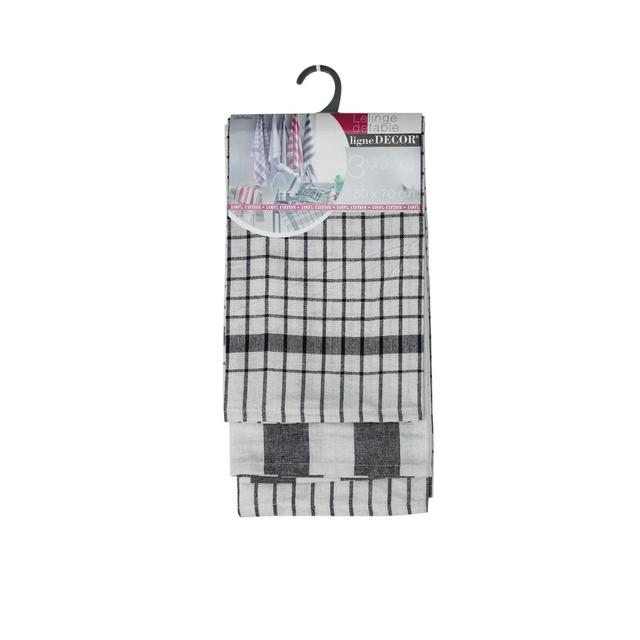 3574387306460 - Douceur D Interieur - 3 Torchons tissés UTILO NOIR