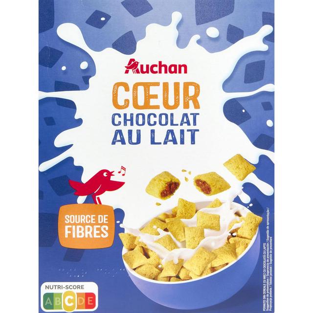 3596710408160 - Auchan - Céréales coeur au chocolat au lait