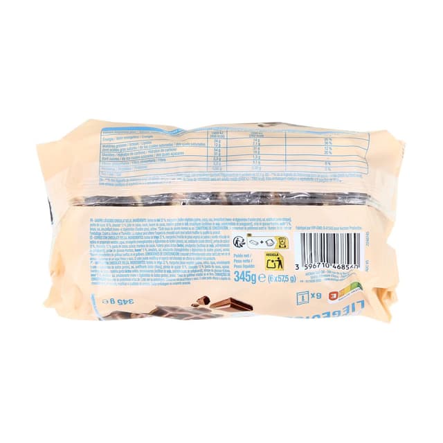 3596710468560 - Auchan - Gaufres liégeoises nappées au chocolat belge x6