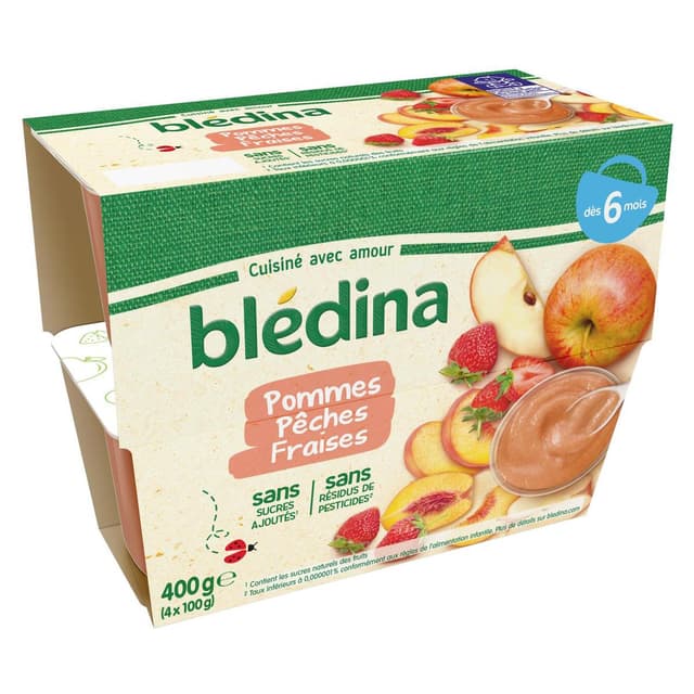 3041091400161 - Blédina - Pomme Pêche Fraise Coupelle Bébé Dès 6 mois