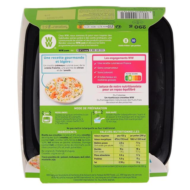 3248830002161 - WW - Risotto aux crevettes, Epinards, crème citron et aneth