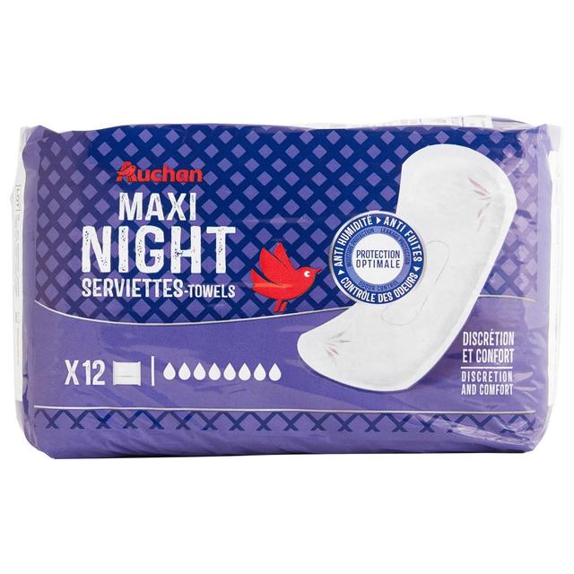 3596710522361 - Auchan - Maxi night serviettes hygiéniques sans ailettes