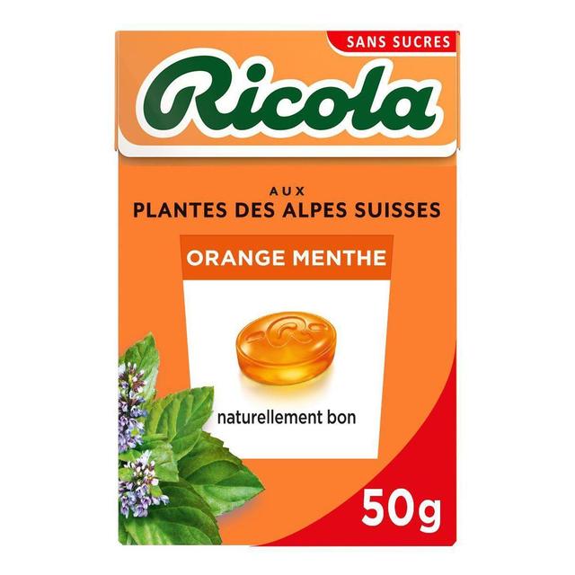 7610700922361 - Ricola - Bonbons sans sucres orange menthe