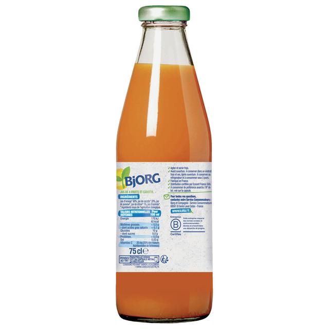 3229820793061 - Bjorg - Jus Vitalité Orange, Carotte, Citron Bio sans sucre ajouté