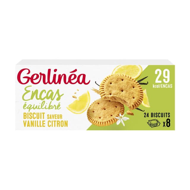 3175681845961 - Gerlinéa - 24 Biscuits saveur vanille citron -39% de sucres en moins