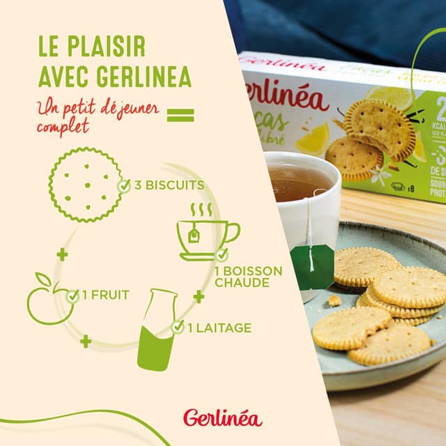 3175681845961 - Gerlinéa - 24 Biscuits saveur vanille citron -39% de sucres en moins