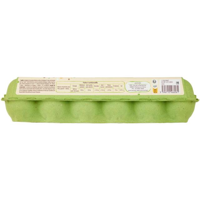 3596710466061 - Auchan BIO - Oeufs de poules Bio, calibre moyen, gros