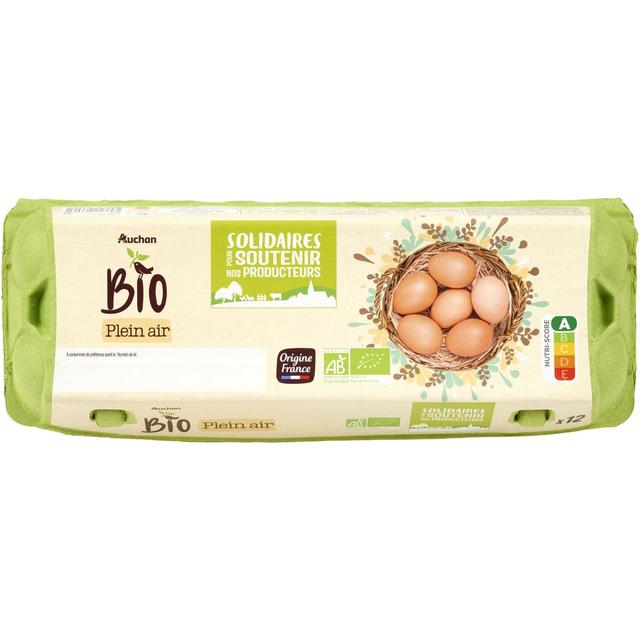 3596710466061 - Auchan BIO - Oeufs de poules Bio, calibre moyen, gros