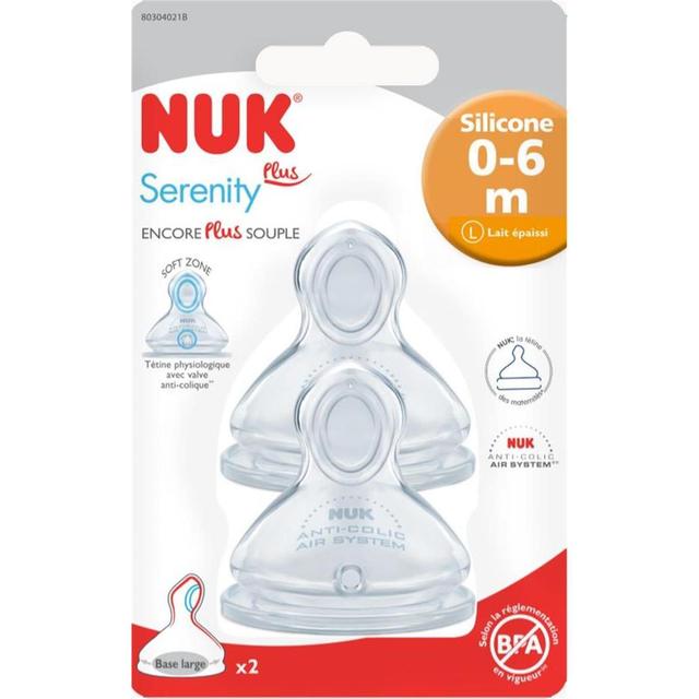 3159921206361 - Nuk - Tétine silicone 1er âge base large lait épaississant