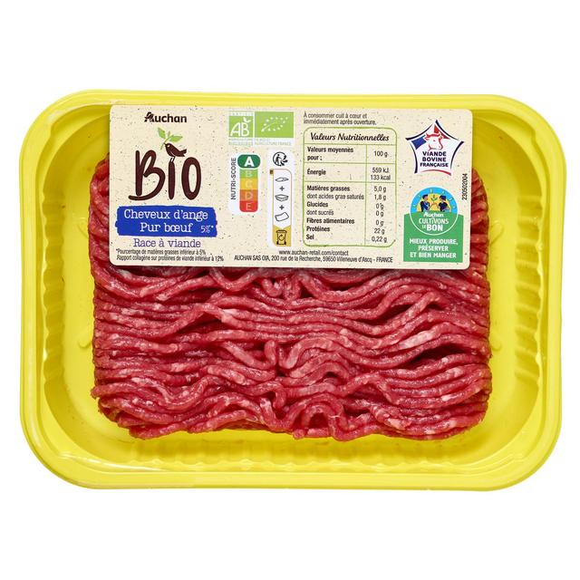 3254565416661 - Auchan BIO - Haché Vrac Pur Boeuf 5%MG Bio