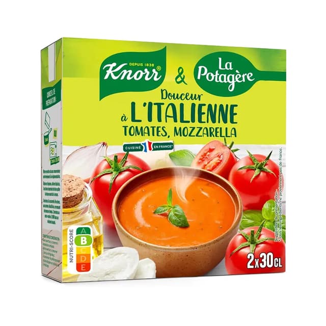 8720182647061 - Knorr & La Potagère - Douceur Italienne- Tomates Mozzarella Soupe liquide en brique individuelle