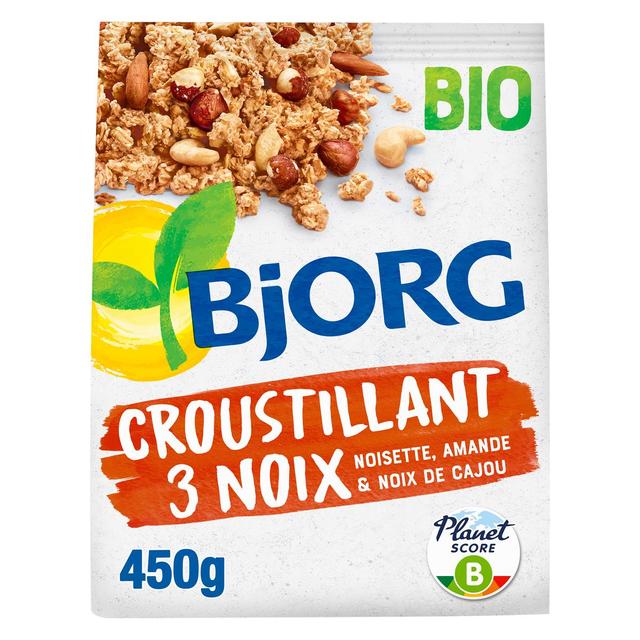 3229820797861 - Bjorg - Croustillant 3 Noix Céréales Complètes Bio - Noisettes, Amandes, Noix de Cajou complètes