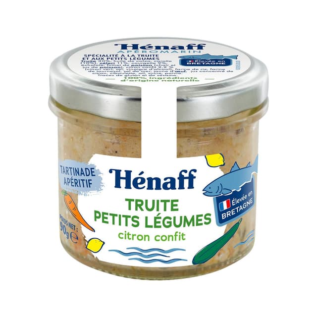 3537580708561 - Henaff - Tartinade apértif truite aux petits légumes et au citron confit en bocal