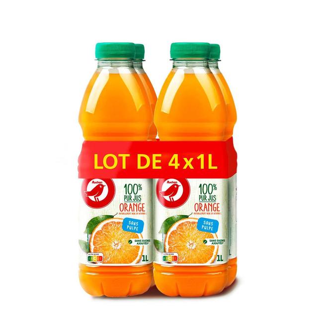 3596710419661 - Auchan - Pur jus d'orange sans pulpe et sans sucres ajoutés
