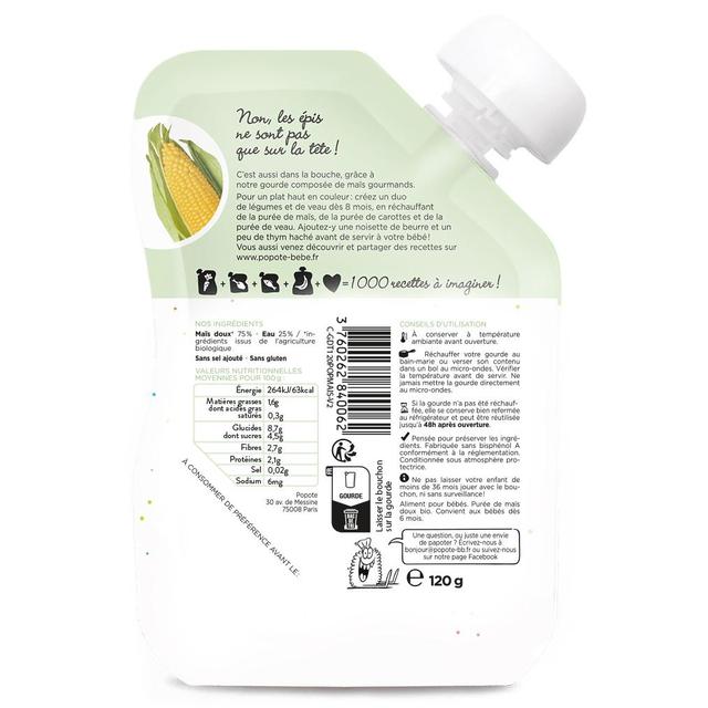 3760262840062 - Popote - Maïs Bio Gourde Bébé Dès 4/6 mois