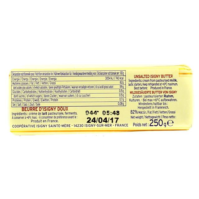 3254550020262 - Isigny Ste mère - Beurre doux extra fin AOP plaquette