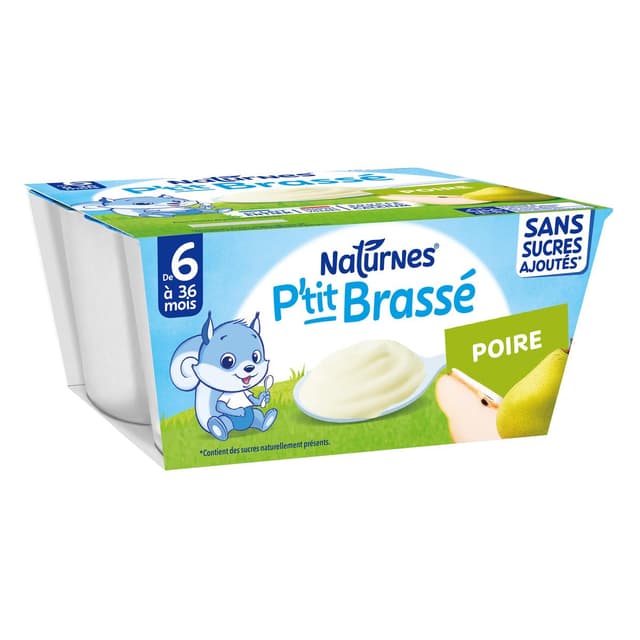 7613287930262 - Naturnes® - P'tit Brassé - Dessert Lacté Poire Sans Sucres Ajoutés Coupelle Bébé Dès 6 mois