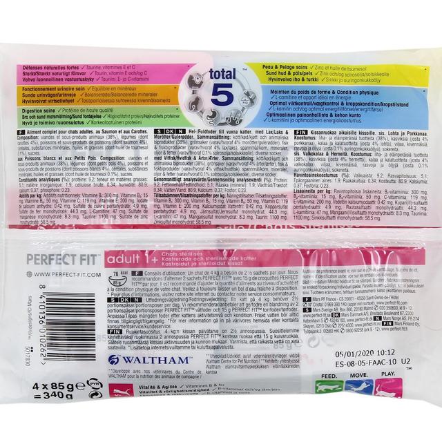 8410136010262 - Perfect Fit - Sachets en sauce aux Poissons pour chat adulte stérilisé