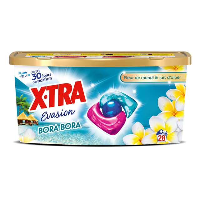 3178041371162 - X Tra - Lessive Capsules Fleur de Monoï & Lait d'Aloé Evasion Bora Bora